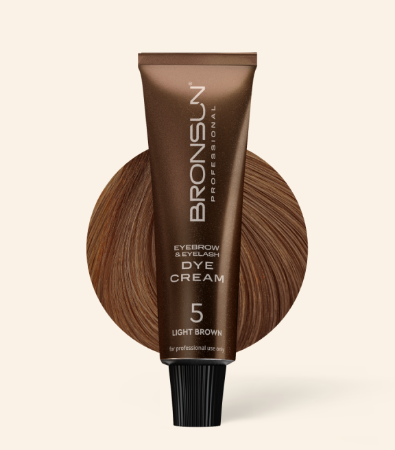 Eyebrow and eyelash cream dye BRONSUN light brown #5, 0.51 fl.oz (15 ml)